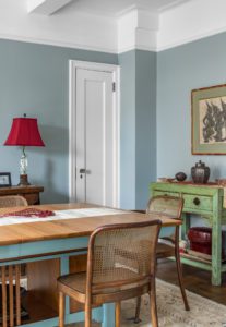 baby blue interior of an apartment