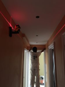 using a laser level to set up crown molding