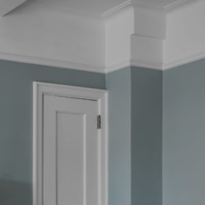 blue and white trim detail