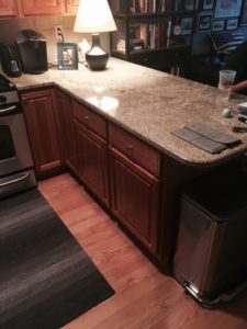 Old dated wooden kitchen cabinets