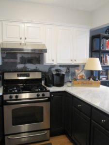 Cabinets and a stove in a kitchen
