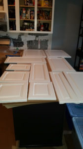 Repainted white kitchen cabinet doors