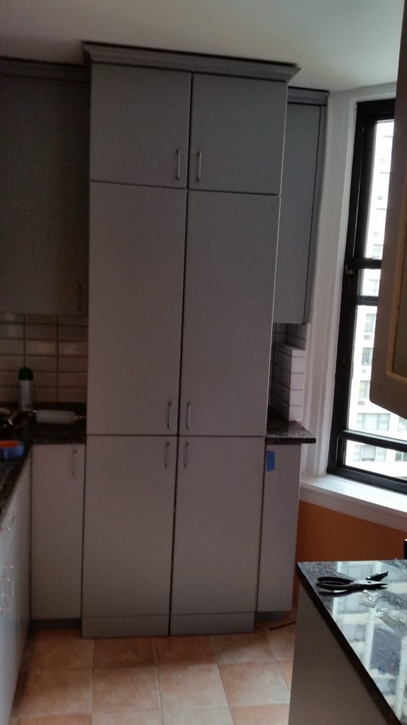 gray cabinets in a kitchen