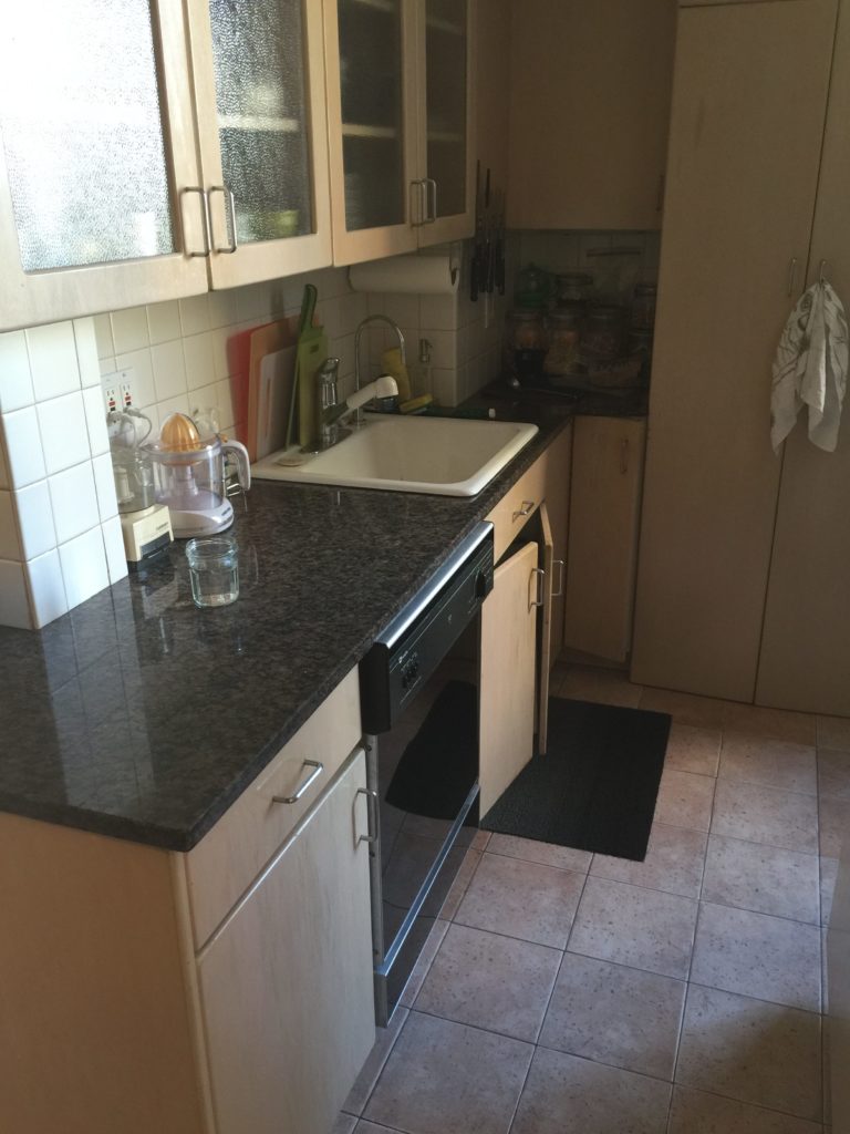 Small new York city kitchen with countertop and sink