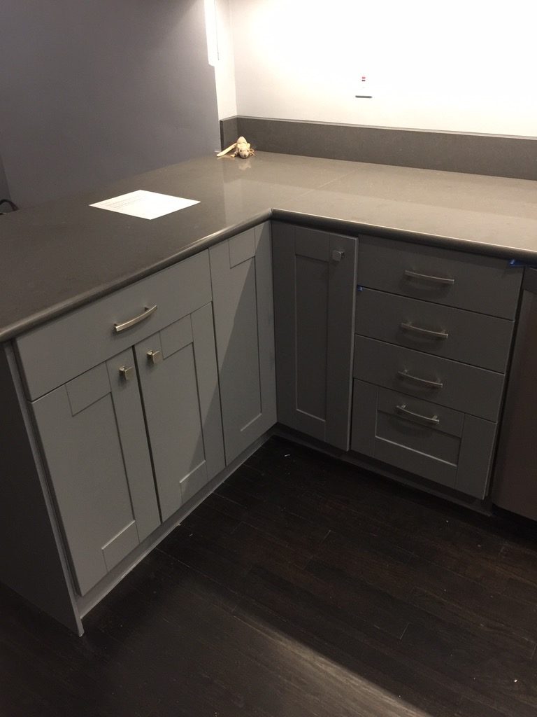 Cabinet and countertop installation in a New York City apartment kitchen