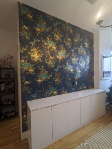 floral wallpaper feature wall