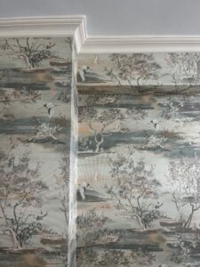 close up detail of wallpaper application