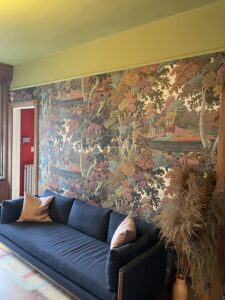 Custom wallpaper in a living room