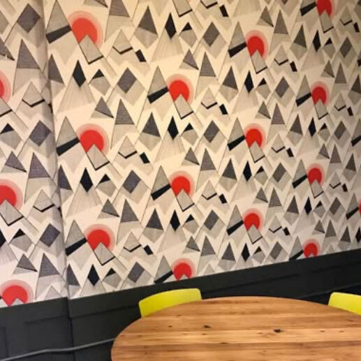 busy wallpaper applied by paintworks ny